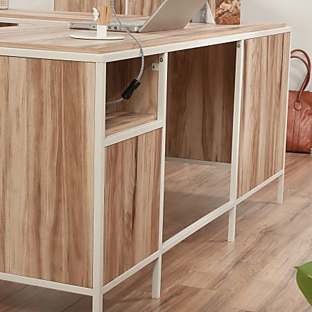 Sauder Nova Loft 66 W L Shaped Computer Desk Kiln Acacia White Office Depot