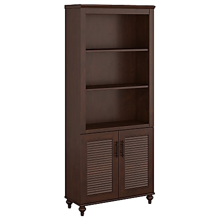 kathy ireland® Home by Bush Furniture Volcano Dusk Bookcase with Doors, Coastal Cherry, Standard Delivery