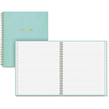 Blue Sky Pebble Beach Notebook - 80 Sheets - Twin Wirebound - 8" x 10" - Aqua Cover - Recycled - 1Each
