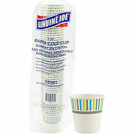Genuine Joe 3 oz Cold Cups - 3 fl oz - White - Paper - Cold Drink, Beverage - 50 / Pack