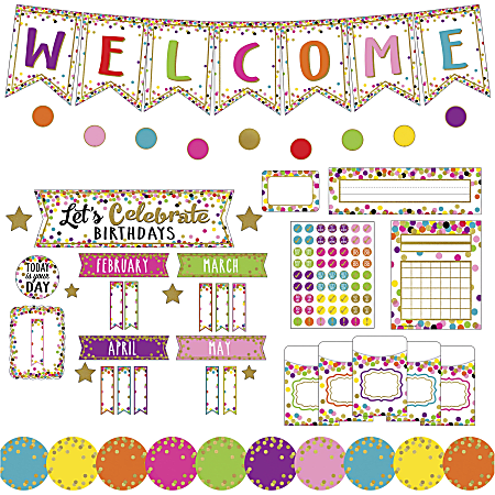 Teacher Created Resources Confetti Decor Bulletin Set - Fun, Learning Theme/Subject - Assorted - 1 Set