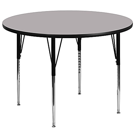 Flash Furniture 60" Round Thermal Laminate Activity Table With Standard Height-Adjustable Legs, Gray