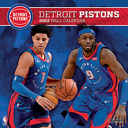 Lang Turner Licensing Monthly Wall Calendar, 24”H x 12”W, Detroit Pistons, January To December 2022