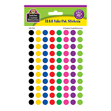 Teacher Created Resources Mini Stickers, 3/8", Colorful Circles, Pre-K - Grade 12, Pack Of 1,144