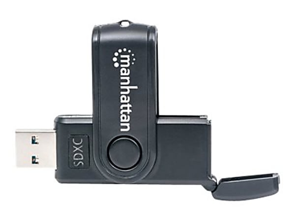 Manhattan USB-A Mini Multi-Card Reader/Writer, 5 Gbps (USB 3.2 Gen1 aka USB 3.0), 24-in-1, SuperSpeed USB, Windows or Mac, Black, Three Year Warranty, Blister - Card reader