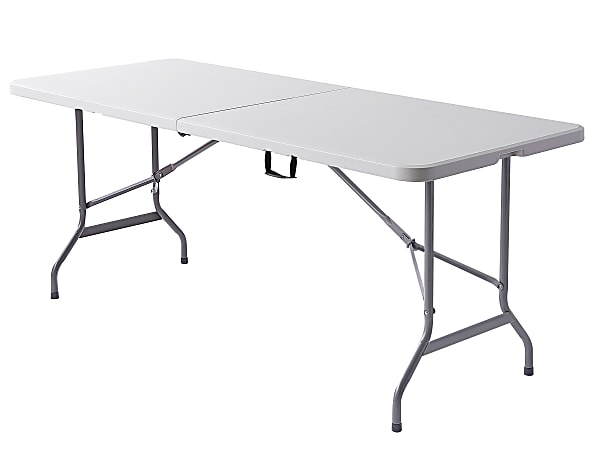 Realspace Molded Plastic Top Folding Table with Handles 29 H x 72 W x 29 14  D PlatinumCharcoal - Office Depot