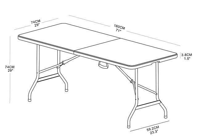 Realspace Molded Plastic Top Folding Table with Handles 29 H x 72