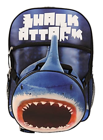 Shark Backpack With Lunch Kit, Blue