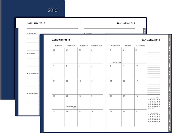 DiVOGA Weekly/Monthly Planner, 4" x 6", Navy, January-December 2015