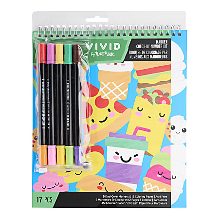 Vivid by Brea Reese Marker Color-By-Number Kit, Kawaii Food, Total Qty 1