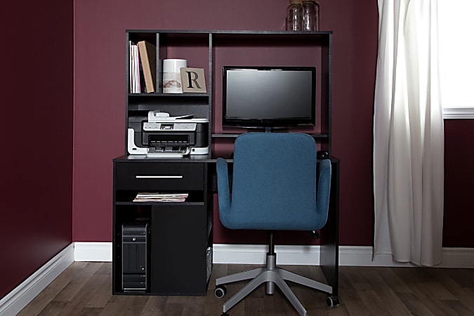 South Shore Annexe 48 W Computer Desk With Hutch Pure Black Office Depot