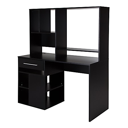 South Shore Annexe 48"W Computer Desk With Hutch, Pure Black