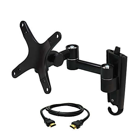 MegaMounts Full-Motion Wall Mount For 13 - 30" TVs With HDMI™ Cable, 4.8"H x 4.5"W x 4.5"D, Black