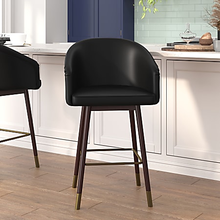 Flash Furniture Margo Commercial-Grade Mid-Back Modern Counter Stool, Black/Walnut