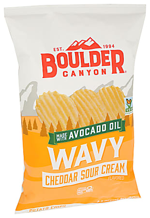 Boulder Canyon Wavy Potato Chips, Cheddar Sour Cream, 5.5 Oz, Total Qty 12
