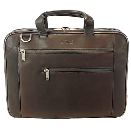 Kenneth Cole Reaction Colombian Leather Laptop Portfolio With 17" Laptop Pocket, Brown