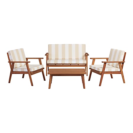 Linon Brandts 4-Piece Outdoor Set, Natural Stripe