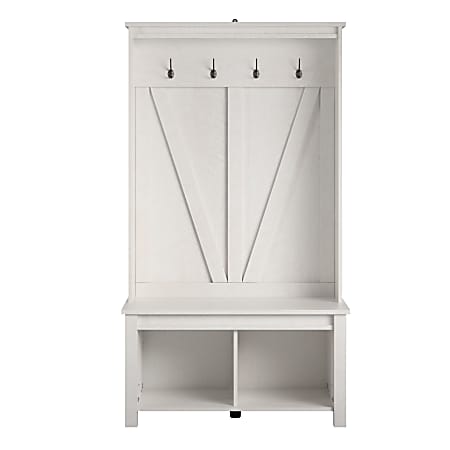 Ameriwood Home Farmington Entryway Hall Tree Bench 68 H x 38 W x 15 1116 D Ivory ODP Business Solutions