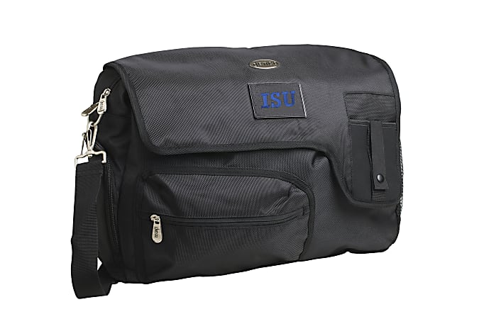 Denco Sports Luggage Travel Messenger Bag With 15" Laptop Pocket, Indiana State Sycamores, 15 1/4"H x 12"W x 1 1/4"D, Black