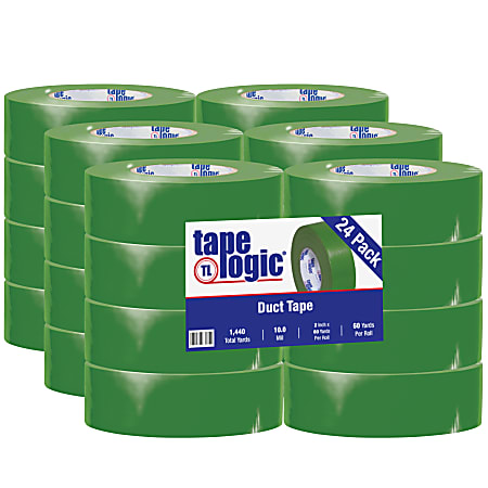 Tape Logic® Color Duct Tape, 3" Core, 2" x 180', Green, Case Of 24