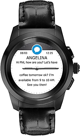MyKronoz ZeTime Premium Hybrid Smartwatch Petite Brushed Black Black Embossed Leather KRZT1PP BBK BKLEA