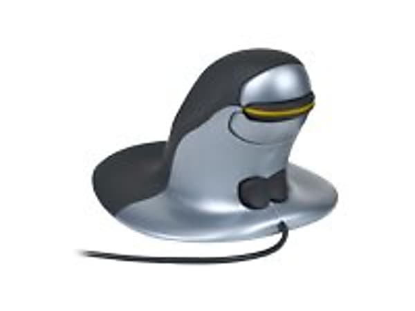 Posturite Penguin Wireless Ambidextrous Vertical Laser Mouse, Silver/Graphite