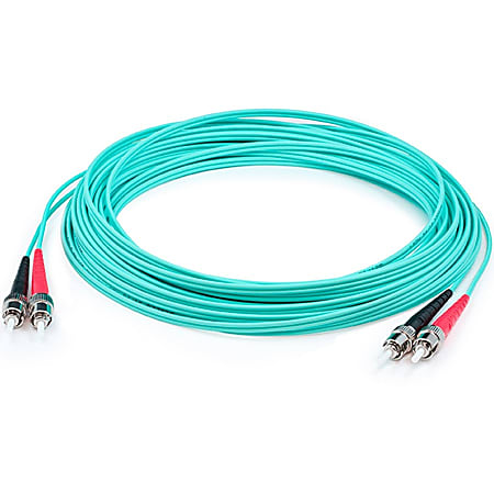 AddOn 15m ST (Male) to ST (Male) Aqua OM4 Duplex Fiber OFNR (Riser-Rated) Patch Cable - 100% compatible and guaranteed to work in OM4 and OM3 applications