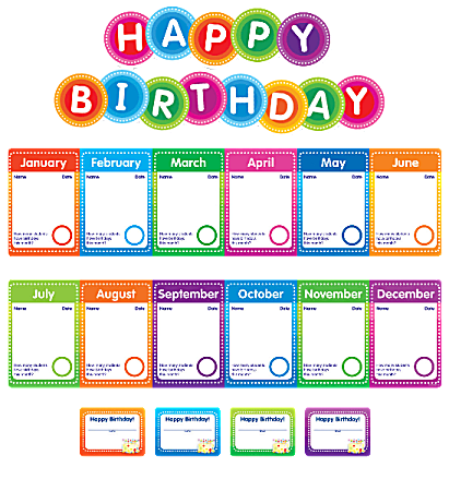 Color Your Classroom Birthdays Mini Bulletin Board Set Assorted Colors ...