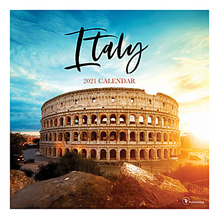 TF Publishing Scenic Monthly Wall Calendar, 12" x 12", Italy, January To December 2021