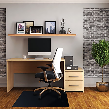 Floortex&reg; Advantagemat&reg; Vinyl Rectangular Chair Mat for Hard Floor, 48" x 60", Black, FR124860HEBV
