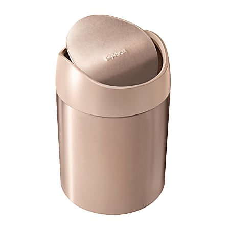 simplehuman Mini Round Steel Trash Can 7 38 H x 5 W x 5 D 1.6 Qt