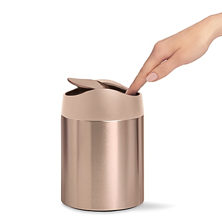 simplehuman Mini Round Steel Trash Can 7 38 H x 5 W x 5 D 1.6 Qt
