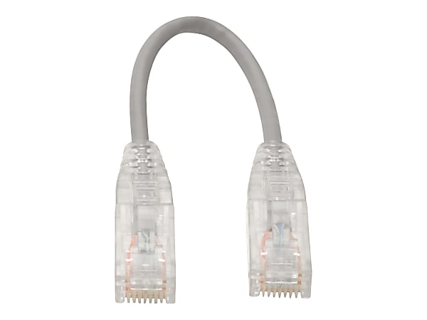 Tripp Lite Cat6 UTP Patch Cable (RJ45) - M/M, Gigabit, Snagless, Molded, Slim, Gray, 8 in. - First End: 1 x RJ-45 Male Network - Second End: 1 x RJ-45 Male Network - 1 Gbit/s - Patch Cable - Gold Plated Contact - 28 AWG - Gray