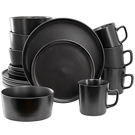 Elama Luxmatte 16-Piece Dinnerware Set, Black