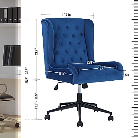 ALPHA HOME Leisure Velvet Mid Back Task Chair Blue - Office Depot