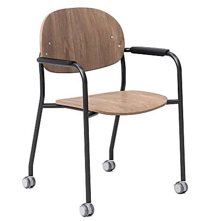 KFI Studios Tioga Guest Chair With Arms And Casters, Beech/Black