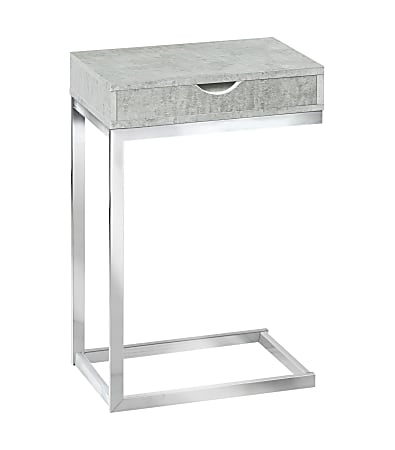 Monarch Specialties Nolan Accent Table, 24-1/2"H x 15-3/4"W x 10-1/4"D, Gray Cement/Chrome