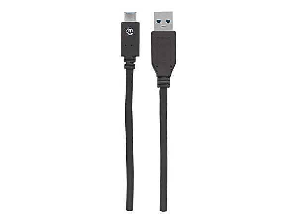 Manhattan USB-C to USB-A Cable, 1m, Male to Male, 10 Gbps (USB 3.2 Gen2 aka USB 3.1), 3A (fast charging), SuperSpeed+ USB, Black, Lifetime Warranty, Polybag - USB cable - 24 pin USB-C (M) to USB Type A (M) - USB 3.1 Gen 2 - 3 A - 3.3 ft - black