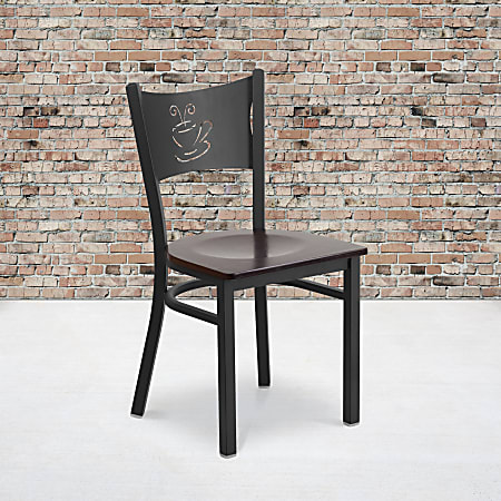 Flash Furniture Coffee Back Metal Restaurant Chair, Walnut/Black