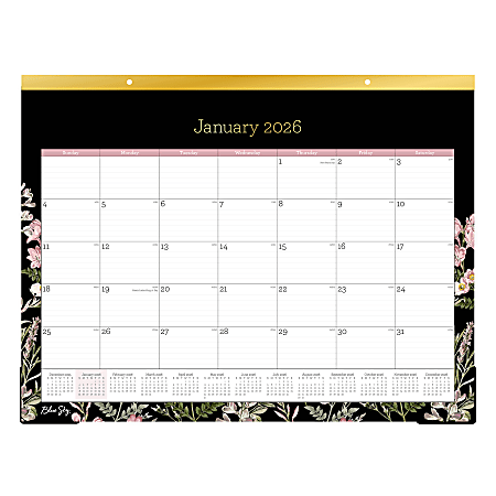 2026 Blue Sky Monthly Desk Pad Calendar, 17" x 11", Mimi Pink, January To December, 148629