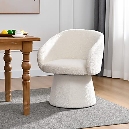 Glamour Home Belle Bouclé Fabric Dining Accent Chair, White