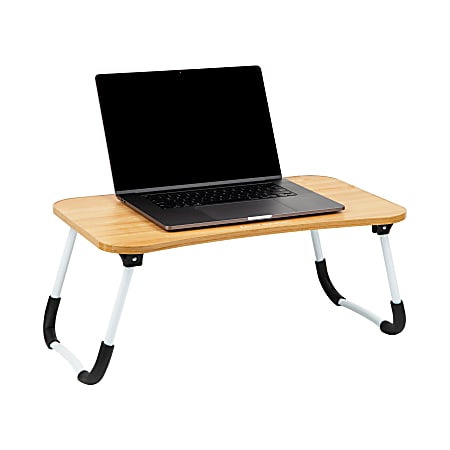 Mind Reader Woodland Collection Portable Laptop Desk with Folding Legs, 10-1/2" H x 13-3/4" W x 24-1/4" L, Beige