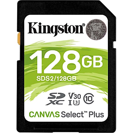 Kingston Canvas Select Plus 128 GB Class 10/UHS-I (U3) SDXC - 1 Pack - 100 MB/s Read - 85 MB/s Write - Lifetime Warranty