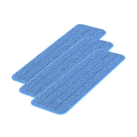 Gritt Commercial Premium Microfiber Hook & Loop Wet Mop Pads, 18", Blue, Pack Of 3 Pads