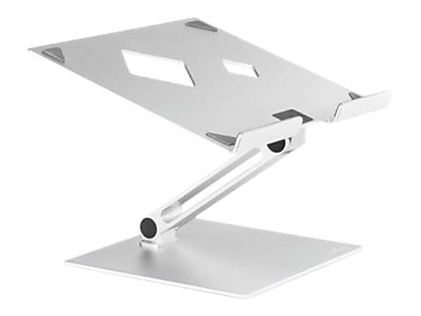 DURABLE RISE Laptop Stand - Up to 17" Screen Support - 12.6" Height x 9.1" Width x 11" Depth - Desktop, Tabletop - Aluminum - Silver