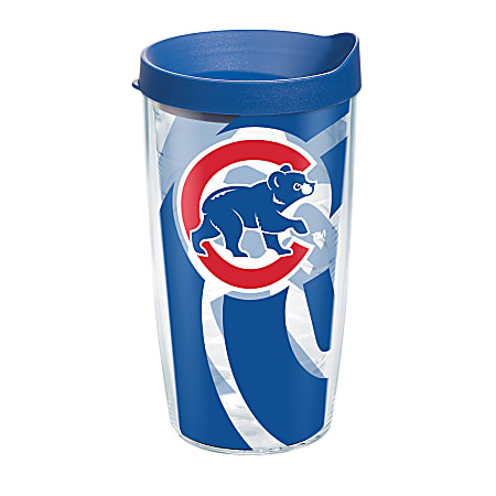 Tervis Genuine MLB Tumbler With Lid, Chicago Cubs, 16 Oz, Clear