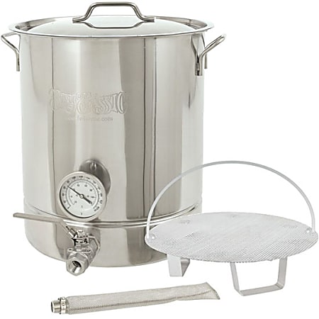 Bayou Classic 8 Gallon Brew Kettle - 32 quart 12" Diameter Kettle, Lid - Stainless Steel - Brewing
