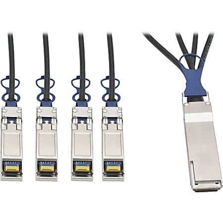 Tripp Lite 40GbE QSFP+ to 10GbE SFP+ Passive Copper Breakout Cable QSFP-4SFP10G Compatible 3M 10', N28103MBK