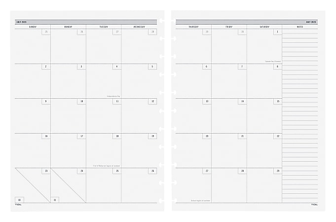 2023 Personal Size Weekly & Monthly Calendar Refill