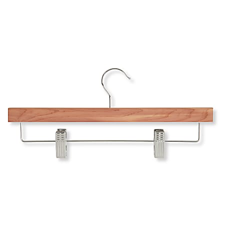 Honey-Can-Do Cedar Skirt/Pant Hangers With Clips, 6 3/8"H x 1/2"W x 13 3/4"D, Natural, Pack Of 4